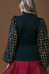 Sequin Sleeve Mock Neck Sweater