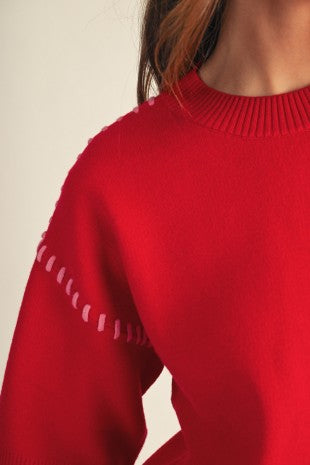 Shoulder Stitch Accent Sweater