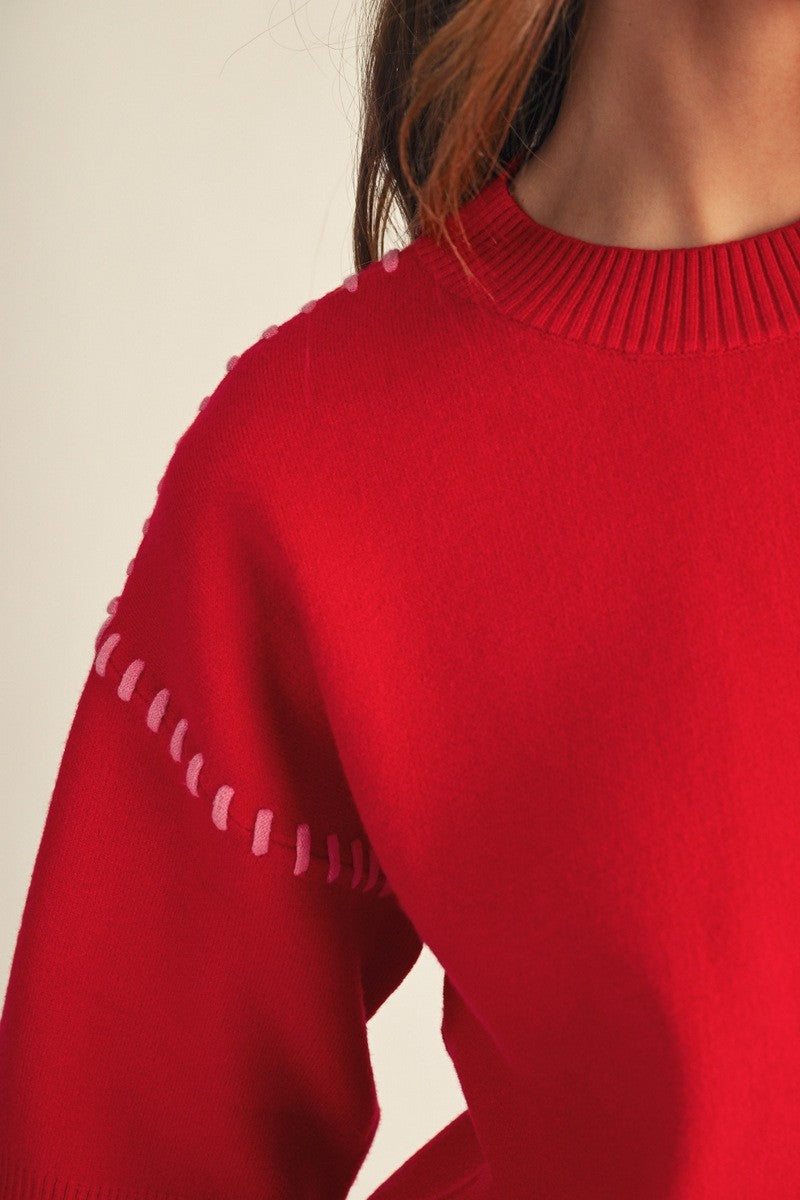 Shoulder Stitch Accent Sweater