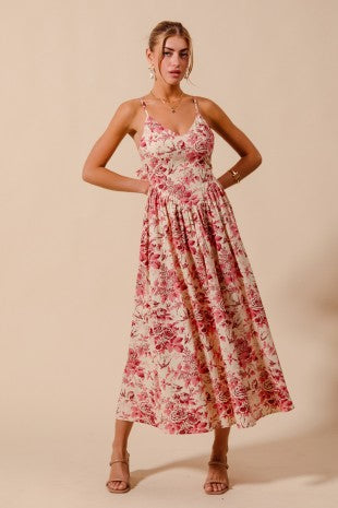 Floral Print Bow Back Maxi Dress