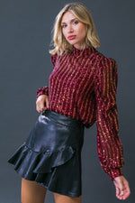 High Neck Sequin Top