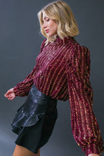 High Neck Sequin Top