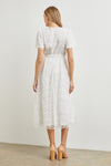 White Floral Embroidery Midi Dress