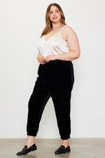 Velvet Jogger Pants (Plus Size - Black)