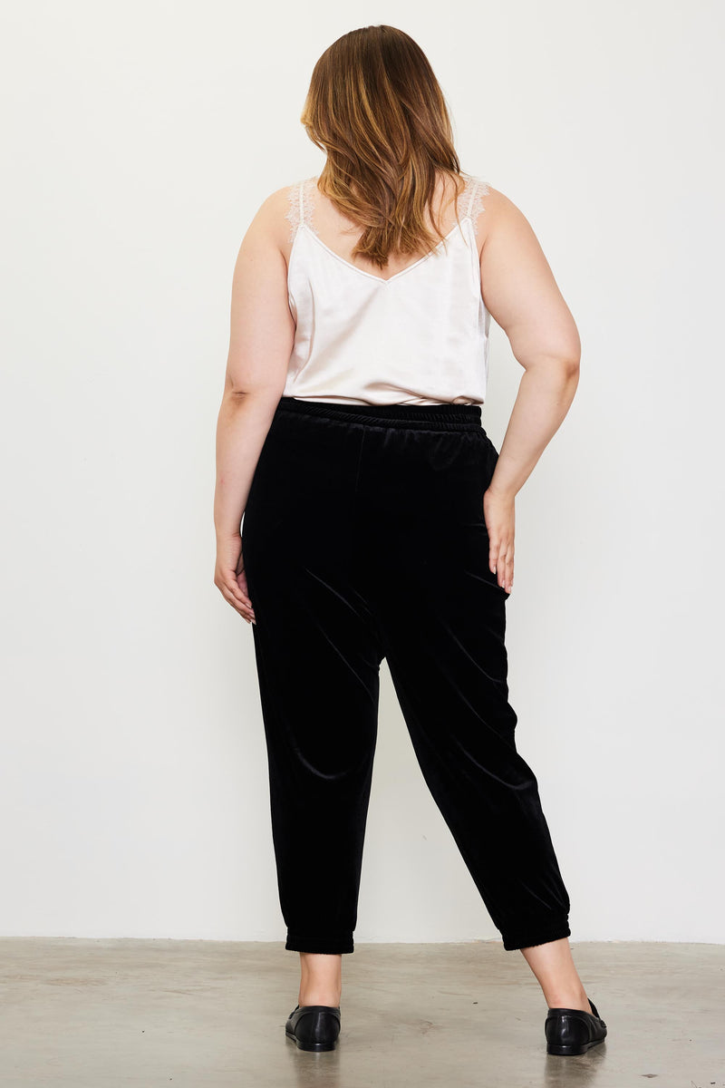 Velvet Jogger Pants (Plus Size - Black)