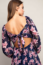 Open Back Floral Print Mini Dress