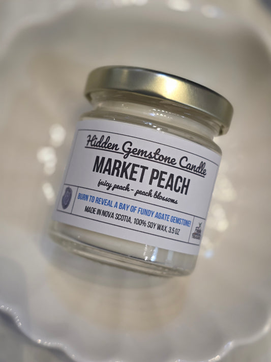 *Canadian Brand* | "Market Peach" Hidden Gemstone 3.5oz Soy Candle