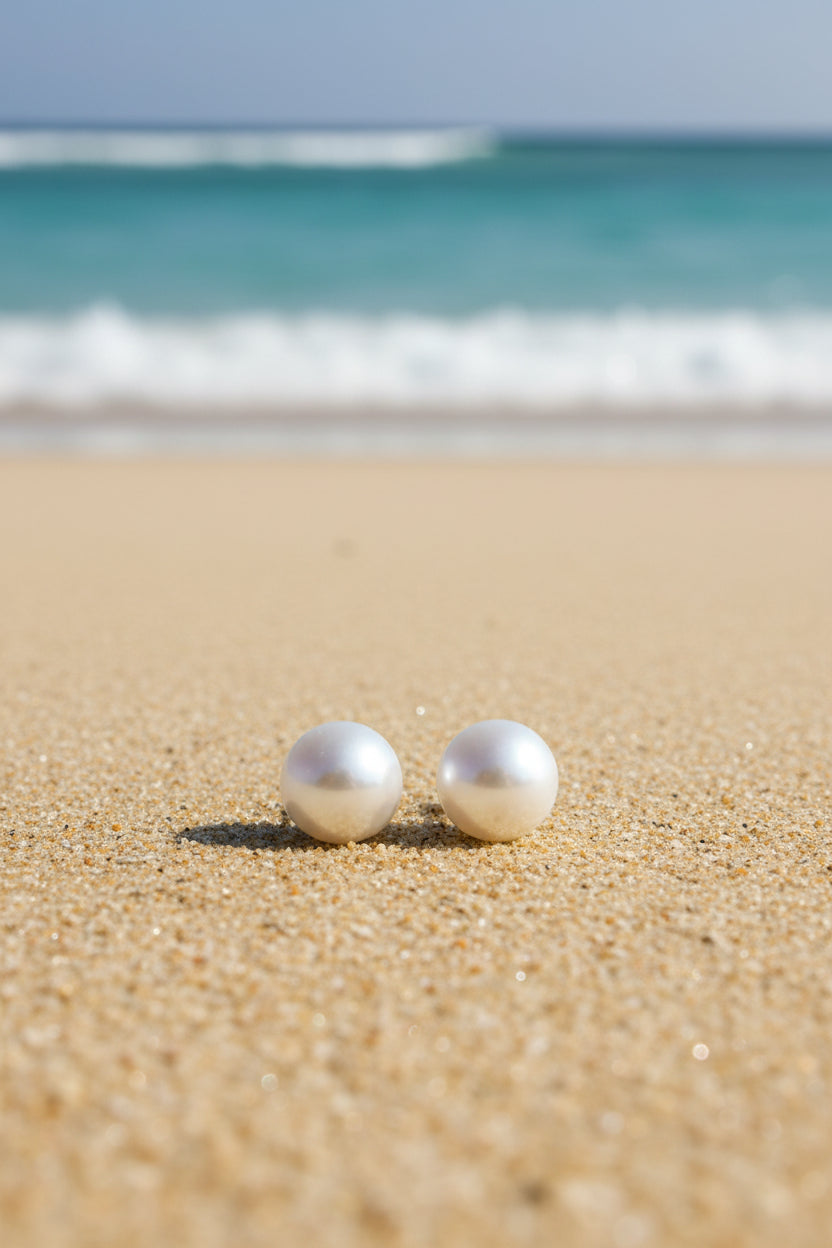 Stainless Steel Pearl Stud Earrings (Silver Backs)