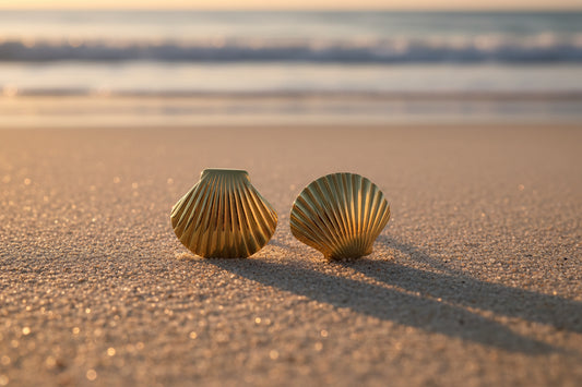 Stainless Steel Large Seashell Studs (Gold)