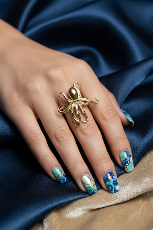 Stainless Steel Adjustable Octopus Ring