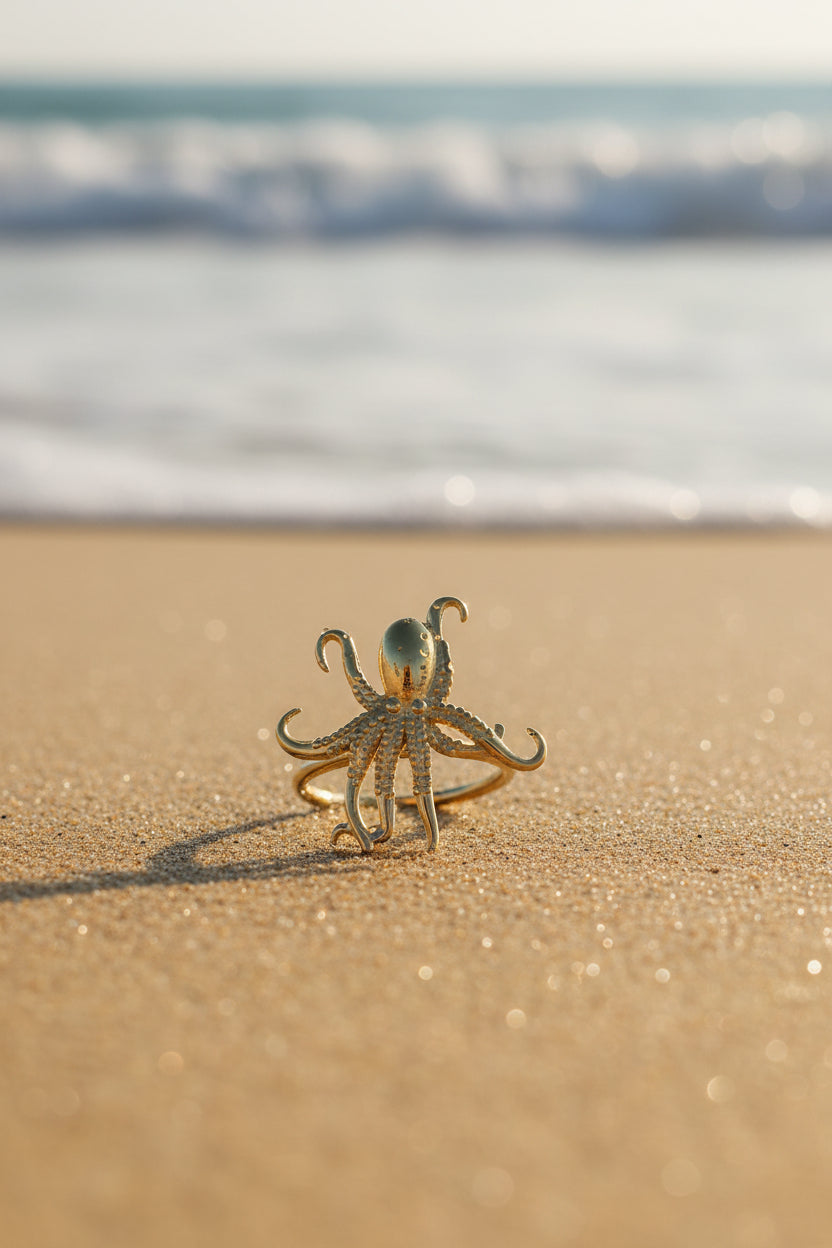 Stainless Steel Adjustable Octopus Ring