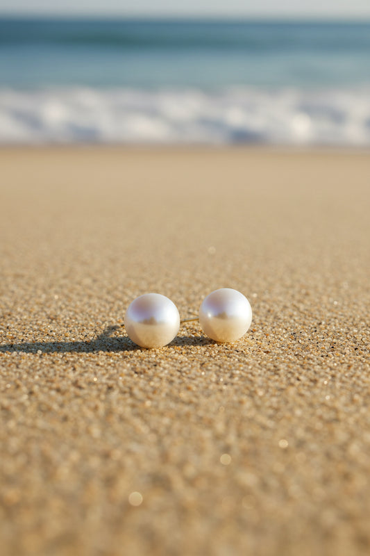 Stainless Steel Pearl Stud Earrings (Gold Backs)