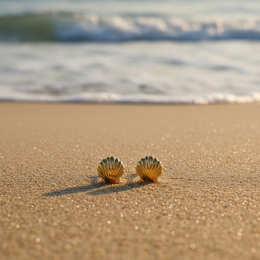Stainless Steel Small Seashell Studs (Gold)