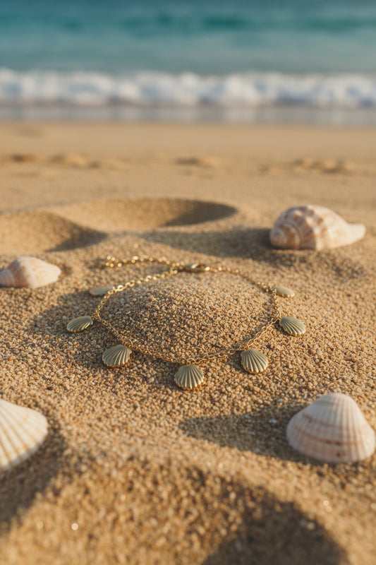Stainless Steel Seashell Bracelet (6 shells)