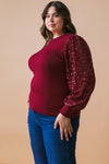 Sequin Sleeve Knit Top (Plus Size)