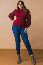 Sequin Sleeve Knit Top (Plus Size)