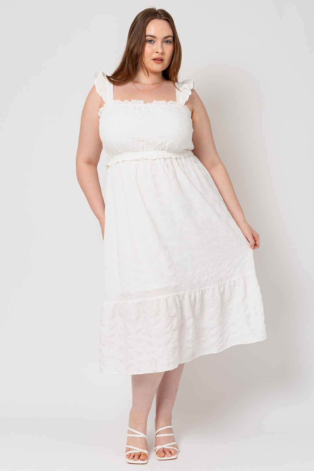 Ruffle Detail Midi Dress (Plus Size)