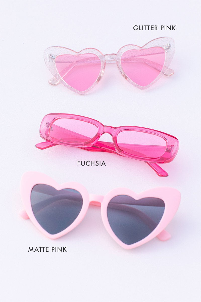 Glitter Pink Heart Sunglasses