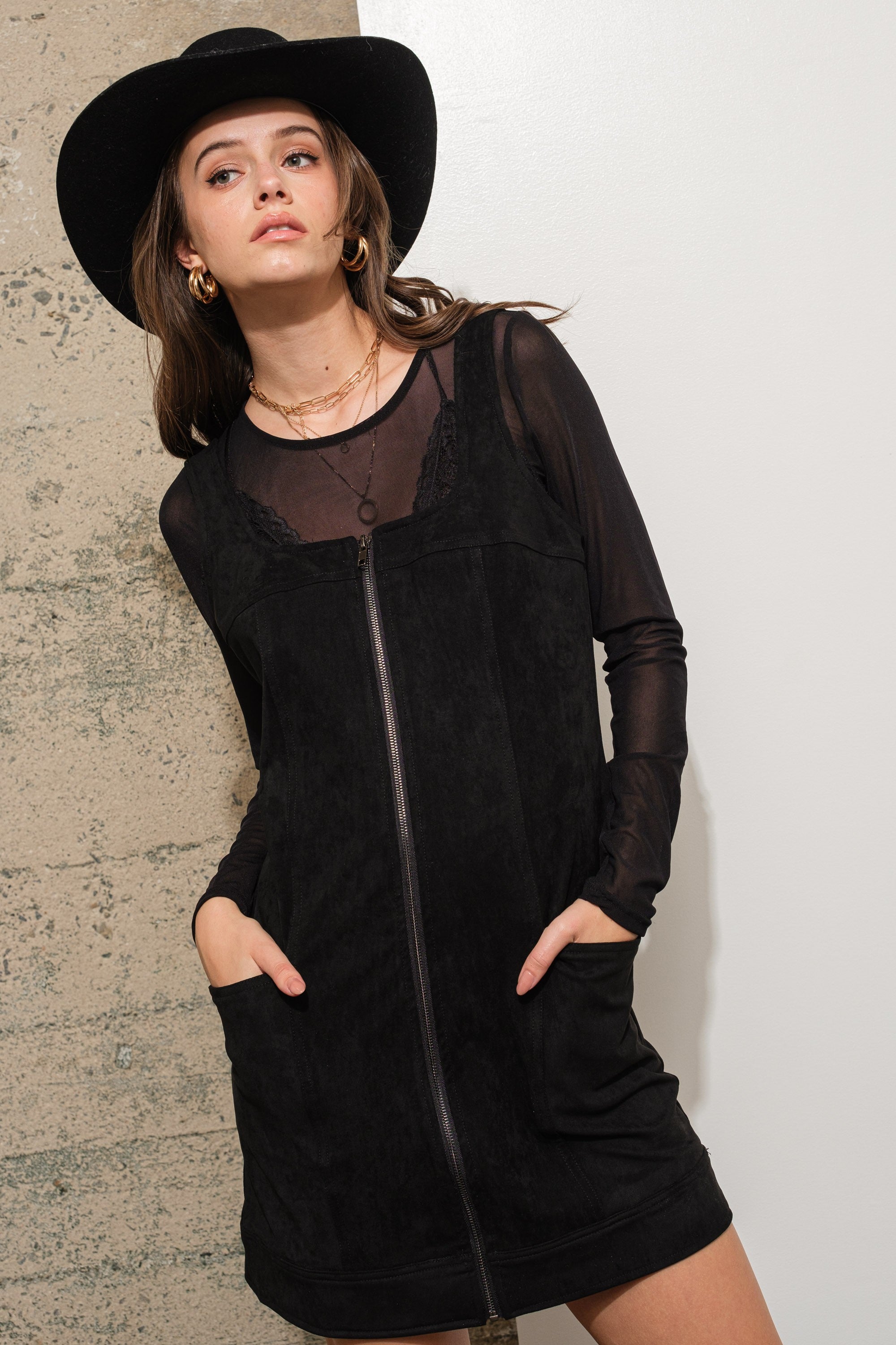 Faux Suede Zip Up Square Neck Western Belt Buckle Strap Dress Black In Pursuit Mobile Boutique Apparel Accessories Gifts Saint John New Brunswick