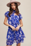 Square Neck Ruffle Sleeve Floral Print Dress