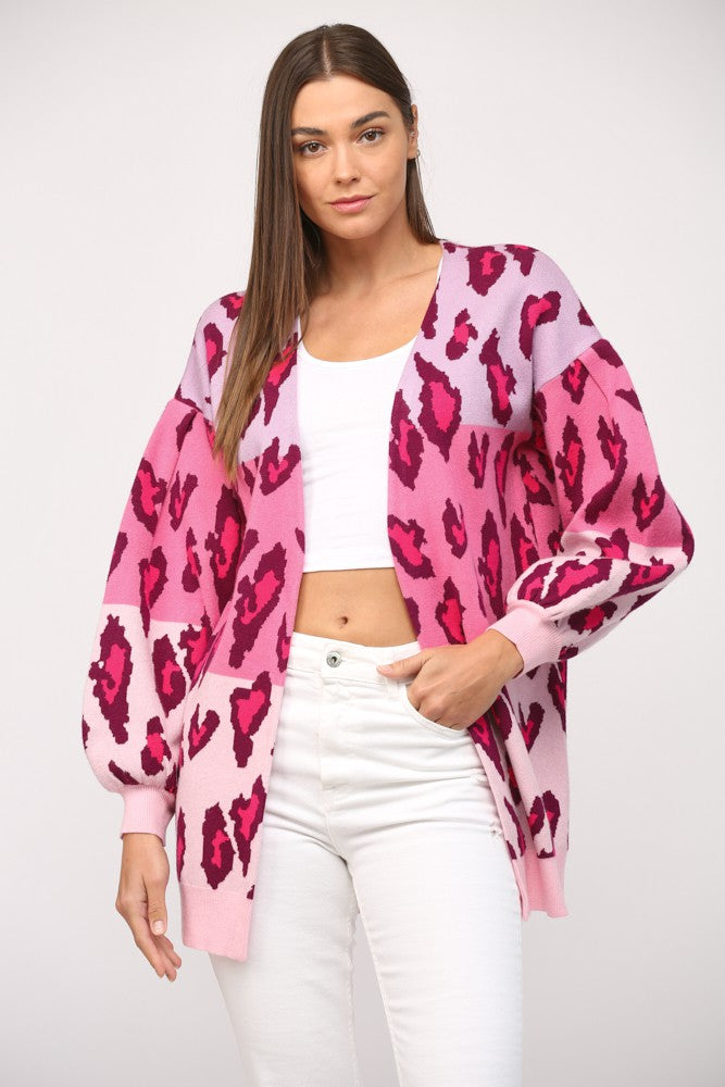 Animal print open cardigan outlet