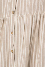 Sleeveless Button Down Striped Maxi Dress (White/Taupe)