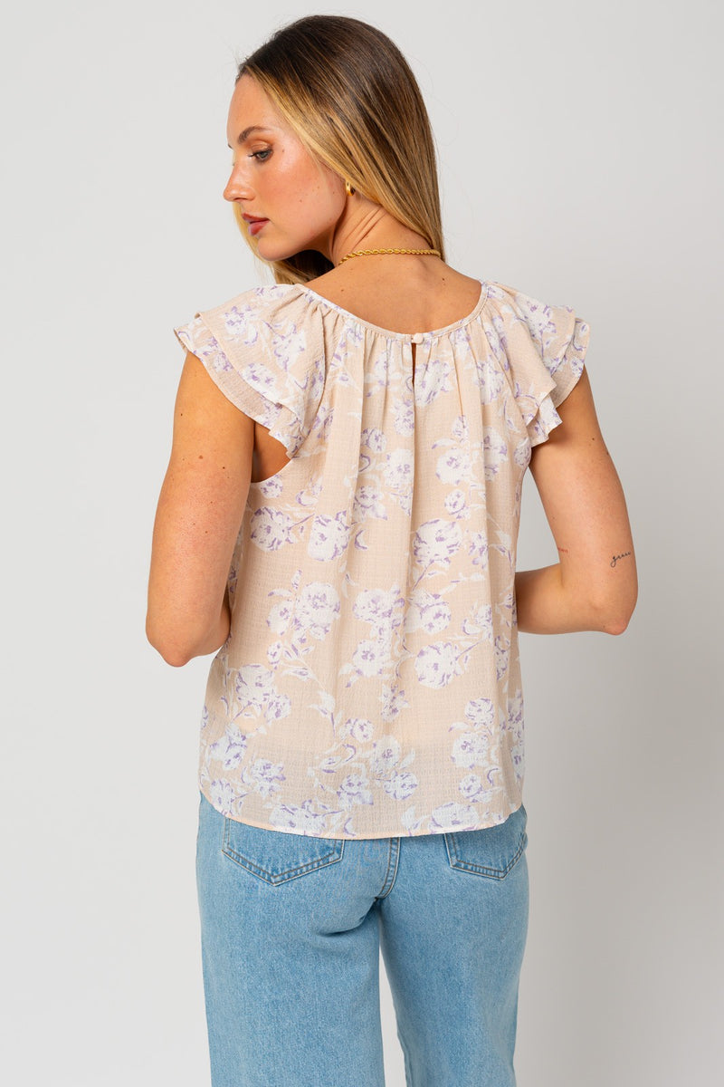 Double Layer Sleeve Floral Top