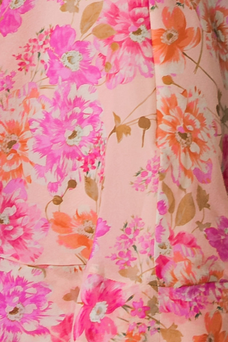 Puff Sleeve Shirt Collar Floral Print Dress