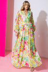 Cut-Out Waist Floral Print Maxi Dress
