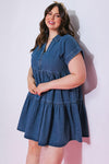 Short Sleeve Denim Dress (Plus Size)