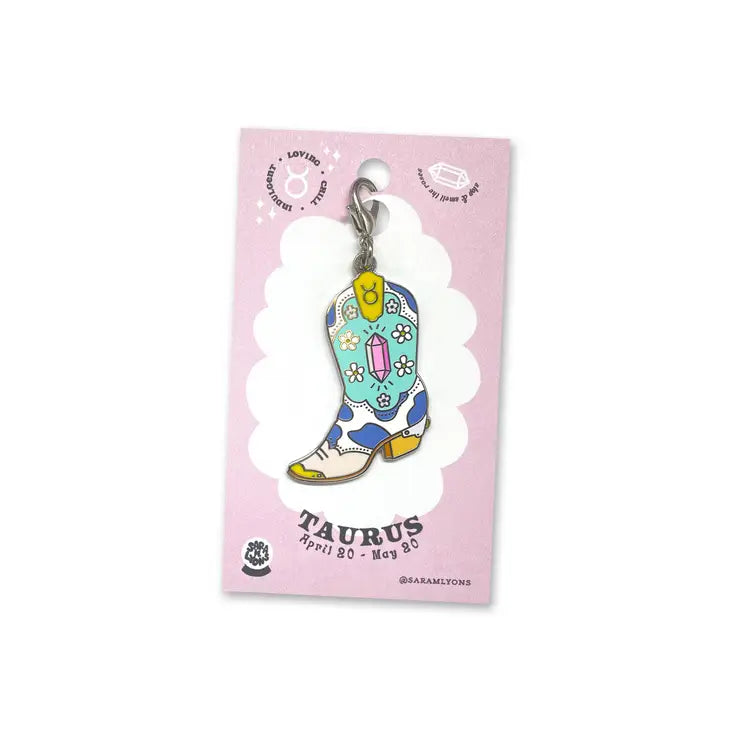 Zodiac Boots Enamel Charm || Taurus