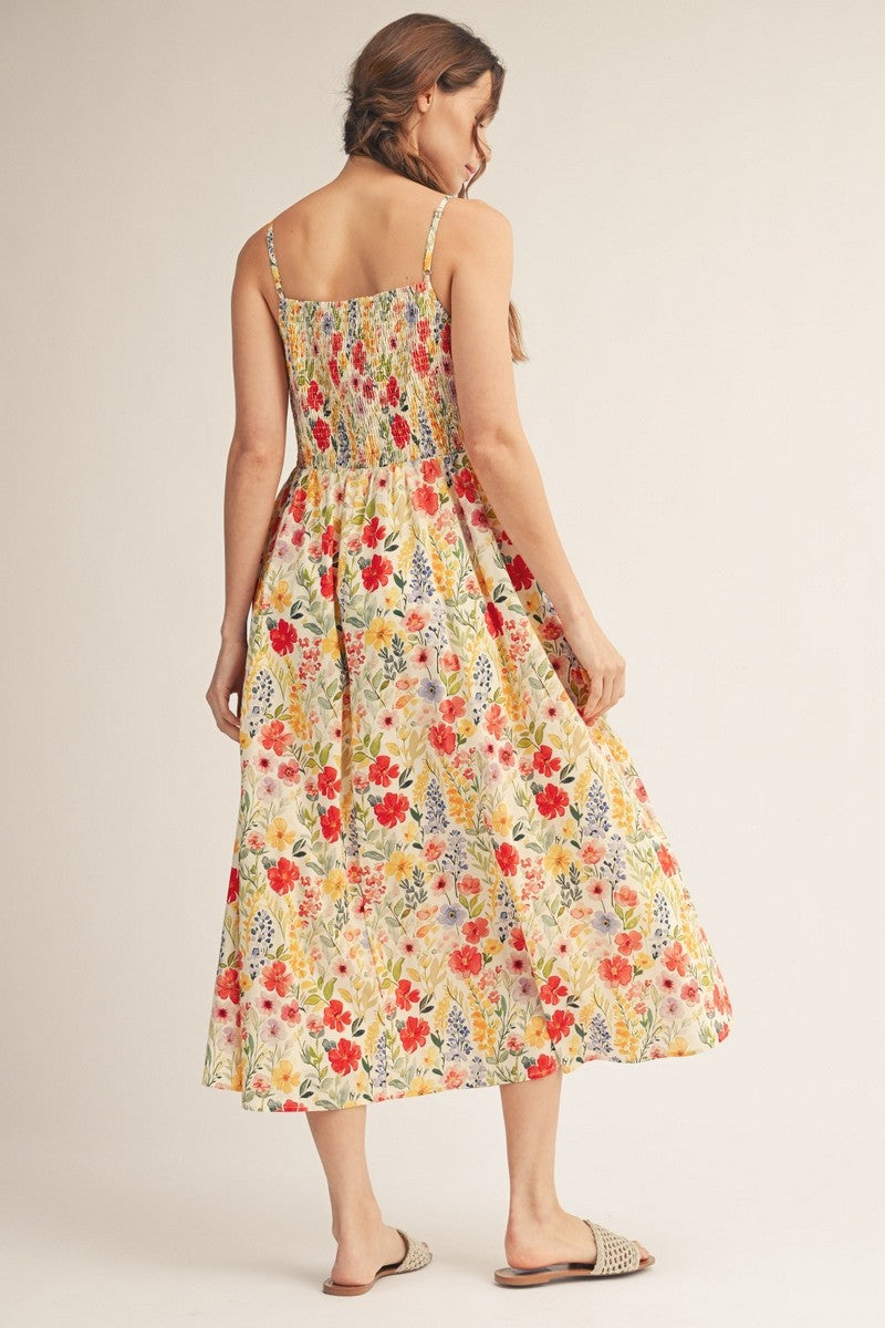 Front Knot Floral Midi Dress