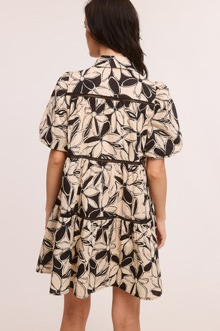Printed Poplin Button Front Dress