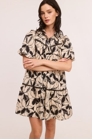 Printed Poplin Button Front Dress