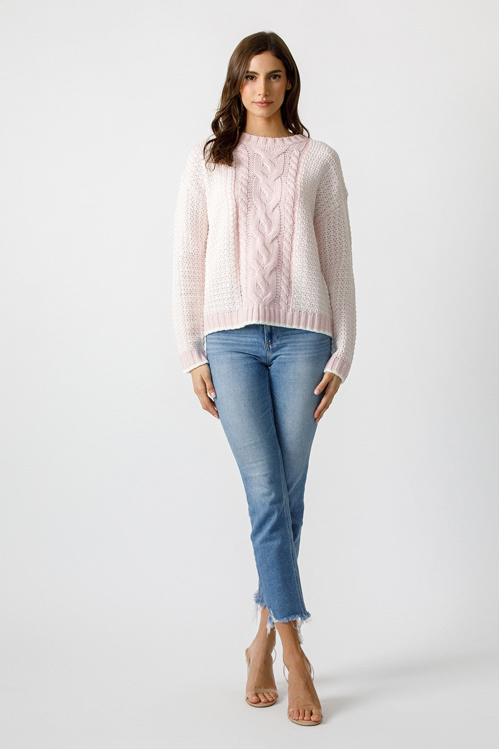 Double Color Thick Knit Pullover Sweater