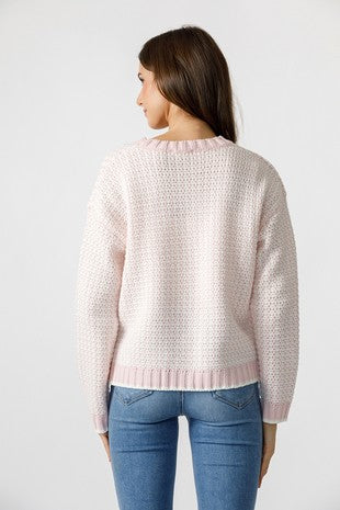 Double Color Thick Knit Pullover Sweater