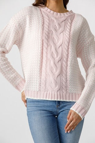 Double Color Thick Knit Pullover Sweater