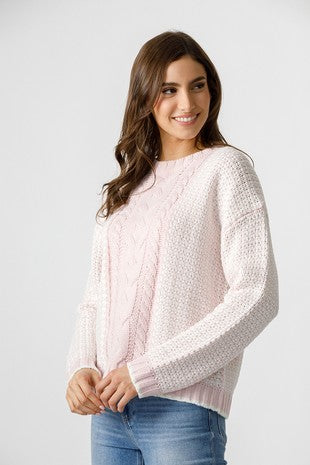 Double Color Thick Knit Pullover Sweater