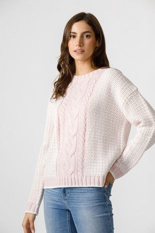 Double Color Thick Knit Pullover Sweater