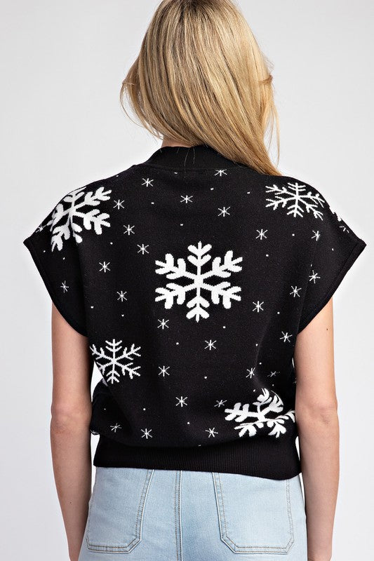 Short Sleeve Snowflake Sweater