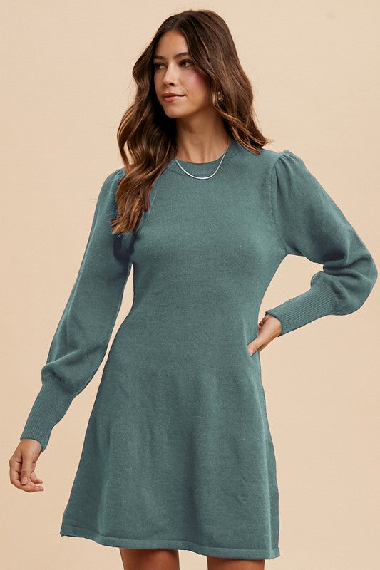 Puff Sleeve Sweater Dress