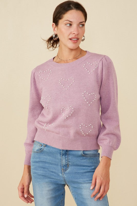 Pearl Hearts Detail Pullover