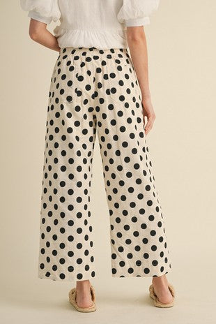 Wide Leg Polka Dot Cropped Pants