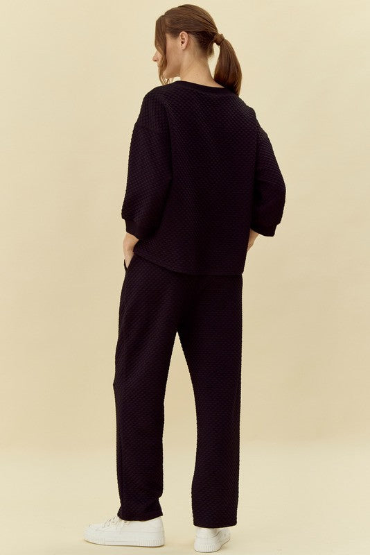 Textured Loungewear - Elastic Waist Pants (Plus Size)