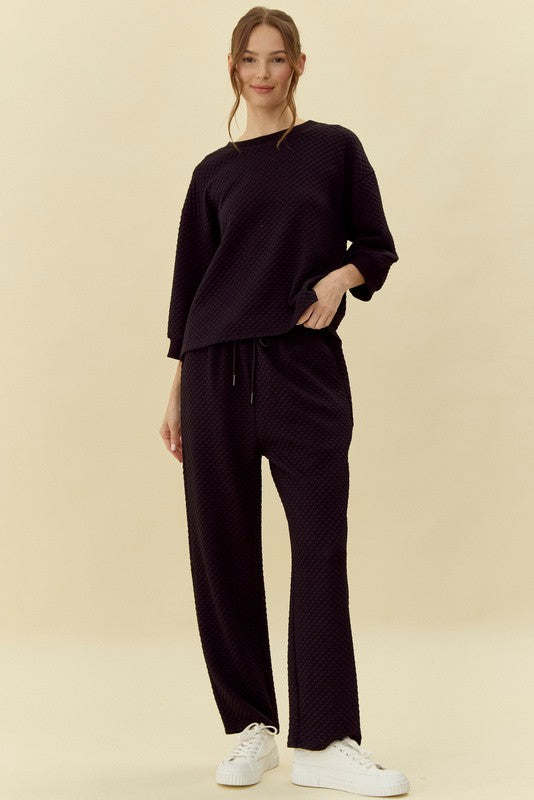 Textured Loungewear - Elastic Waist Pants (Plus Size)