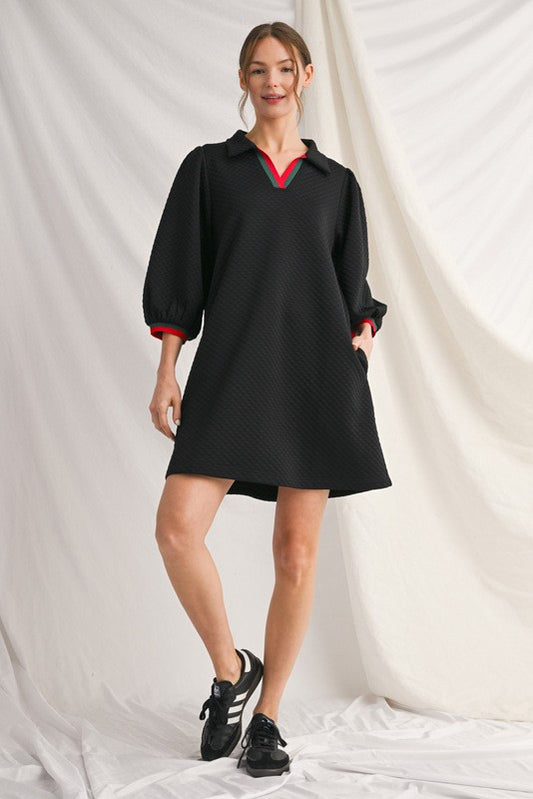 Textured 3/4 Sleeve Dress (Plus Size)