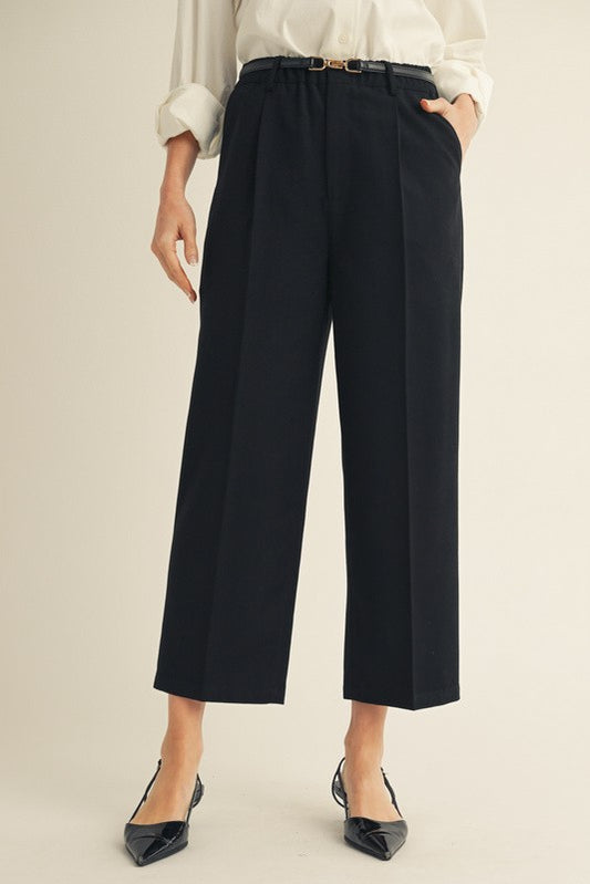 Elastic Waist Front Pocket Pants