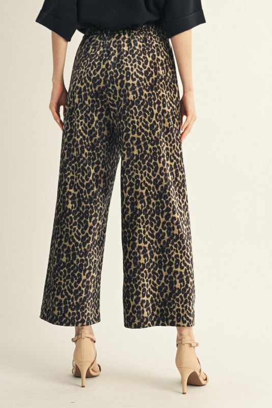 Wide Leg Leopard Print Pants