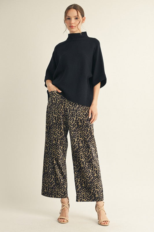 Wide Leg Leopard Print Pants