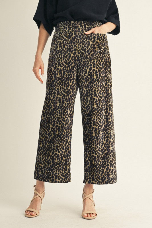 Wide Leg Leopard Print Pants